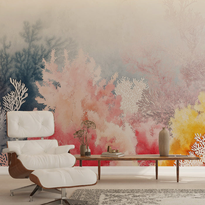 Fototapet koraller | Delikat akvatisk mønster med farverige koraller
