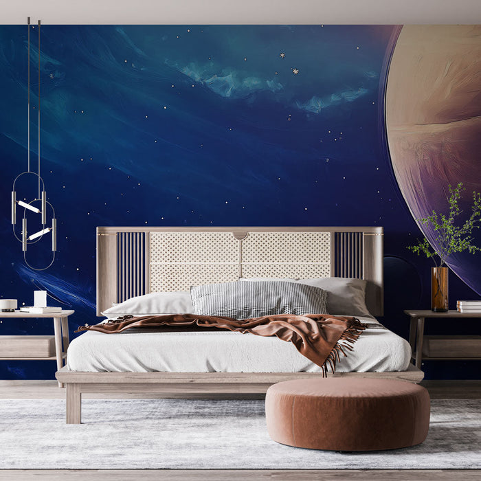 Tapeta z vesoljem | Zvezdno vesolje z barvnimi planeti