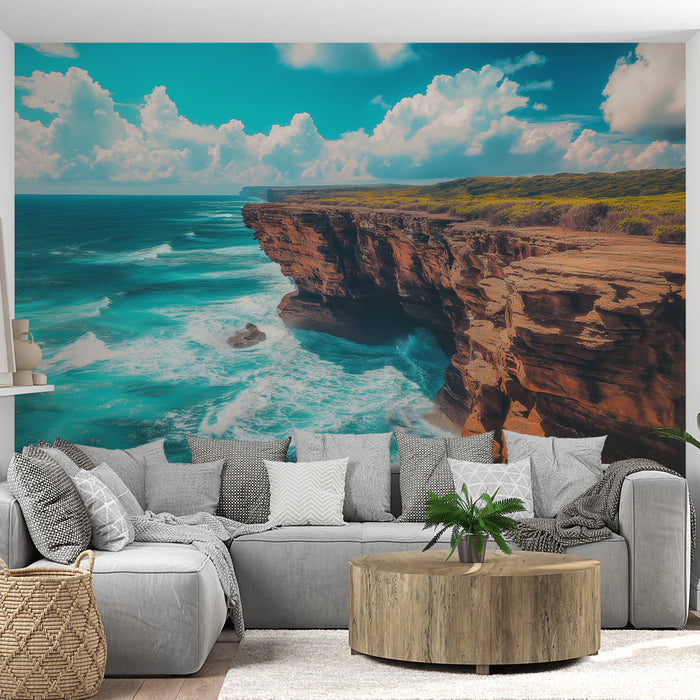 Foto Behang oceaan kust | Majestueuze klif boven een turkooizen oceaan