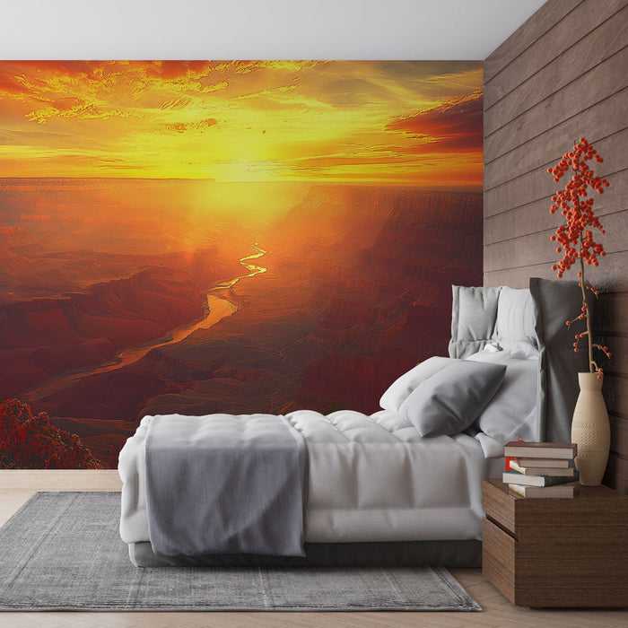 Tapetti auringonlasku | Suuri kanjonin majesteettinen maisema hämärässä