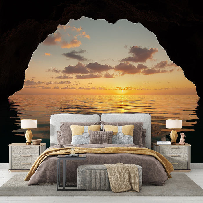 Фототапет залез над морето | Спектакуларна гледка от пещера