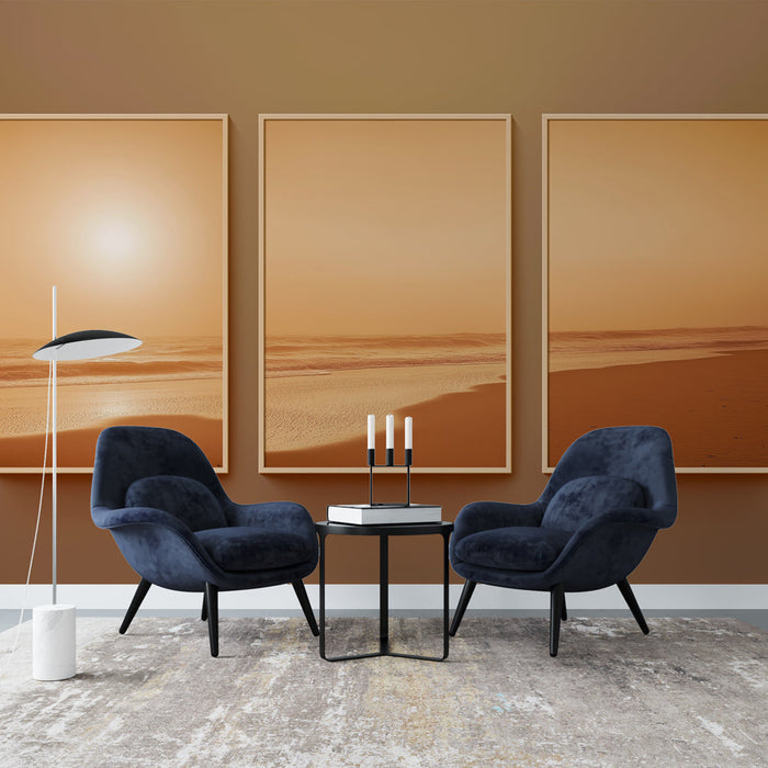 Tapete sunset on the beach | Triptych evoking the serenity of beaches at dusk