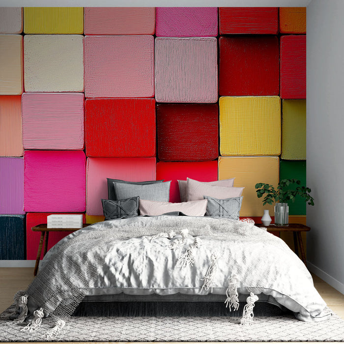 Tapeta ożywione kolory | Geometryczne wzory z kolorowymi kwadratami