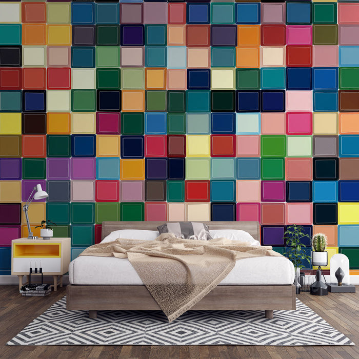Tapetti kirkkaat värit | Iskevä mosaiikki vaihtelevista sävyistä