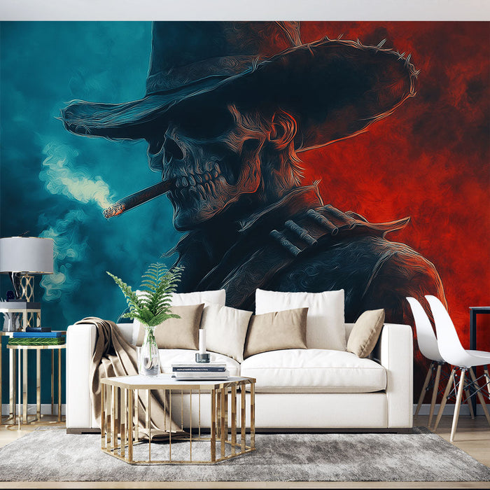 Ταπετσαρία τοιχογραφίας σκελετός καουμπόι | Ένας σκελετός καουμπόι σε μια μυστικιστική ατμόσφαιρα