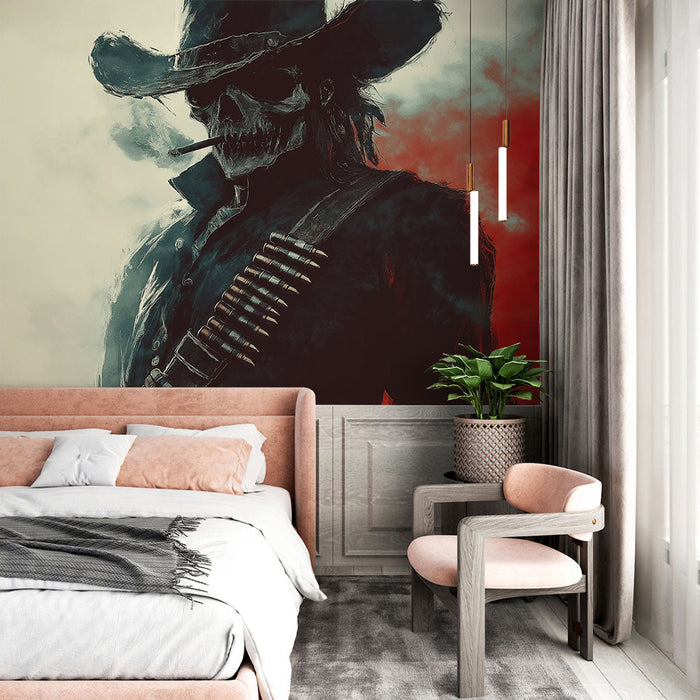 Papel pintado vaquero | Un personaje místico con un ambiente occidental oscuro