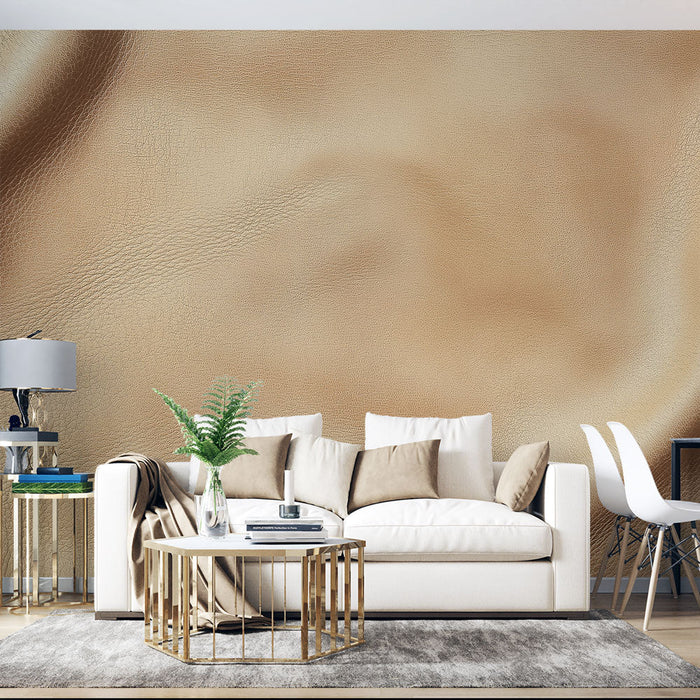 Mural Wallpaper beige leather | Soft and textured leather fabric for natural elegance