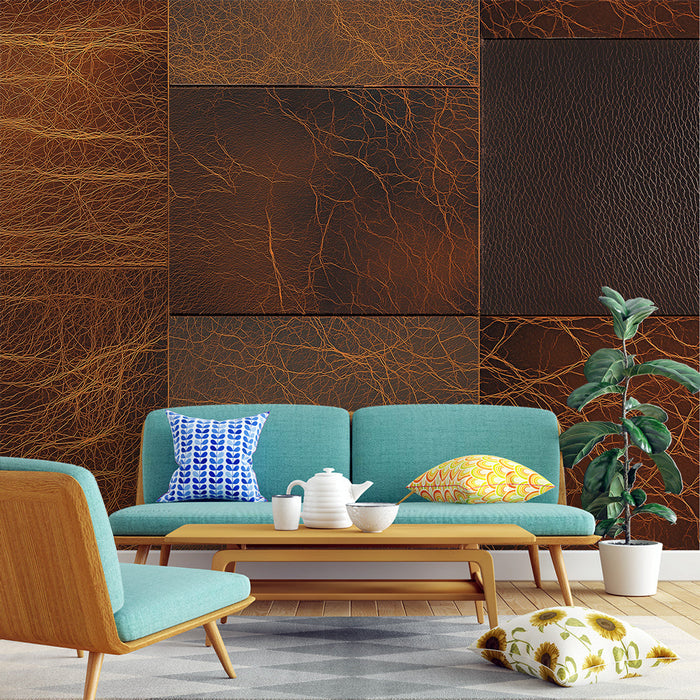 Kožna tapeta | Smeđi i narančasti teksturirani kožni uzorci