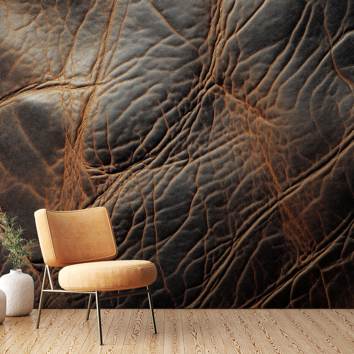 Tapete leder | Reichhaltige Textur von gealtertem Leder in Brauntönen