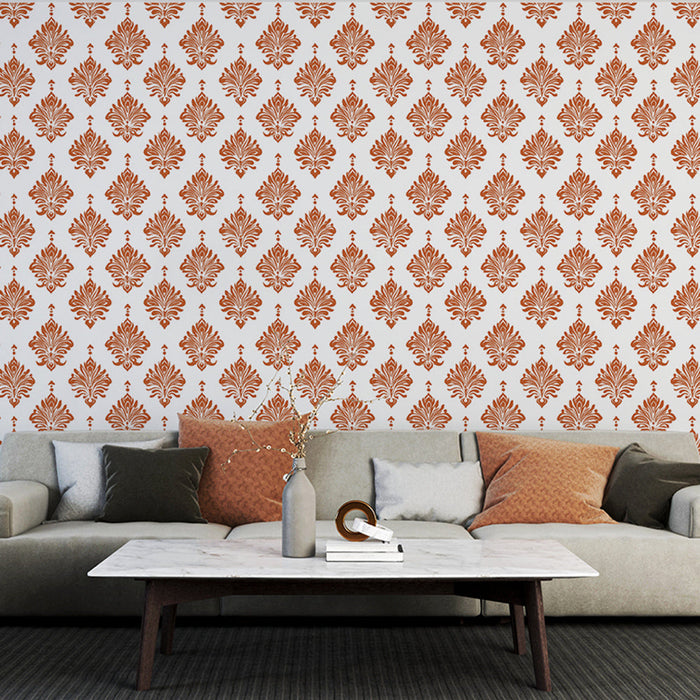 Mural Wallpaper damask | Elegant damask pattern in copper shade on a light background