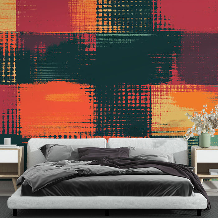 Mural Wallpaper abstract checkerboard | Multicolor