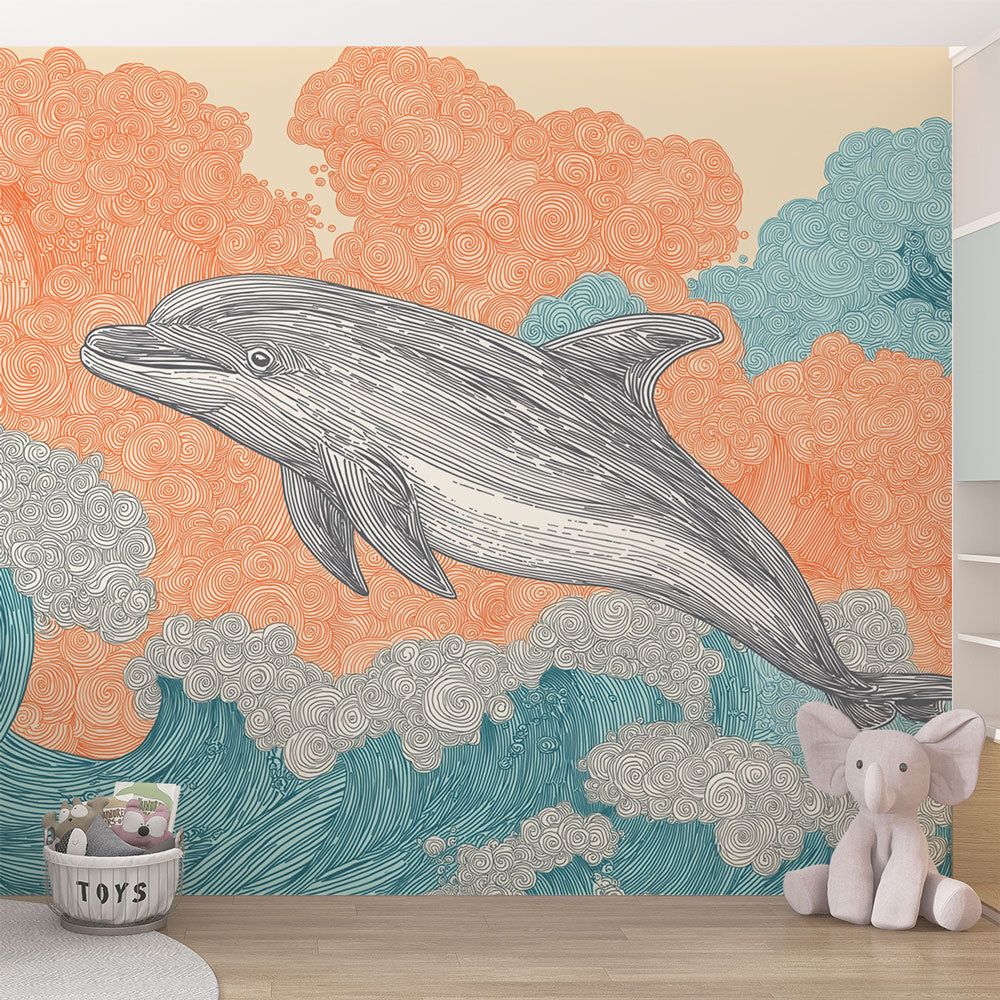 Vettoriale stockDisegno da colorare. Colore: delfino. Madre delfino nuota  con lei di ©ya-mayka #113728448, image size:1000x1000