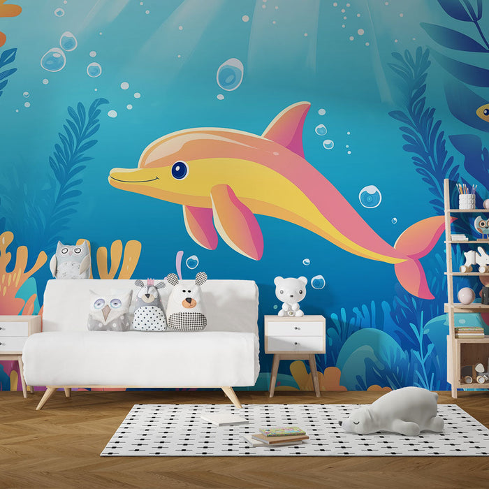 Tapeta delfín | Ohromte svůj prostor barevným delfínem v živém podmořském světě