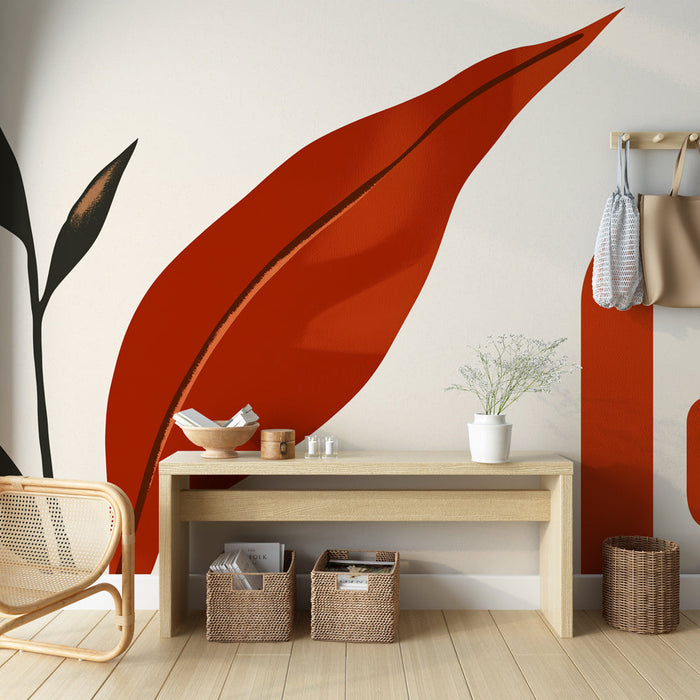 Fototapete Dekorativ Bordeaux | Stilisierte Blätter in reichen Farbtönen