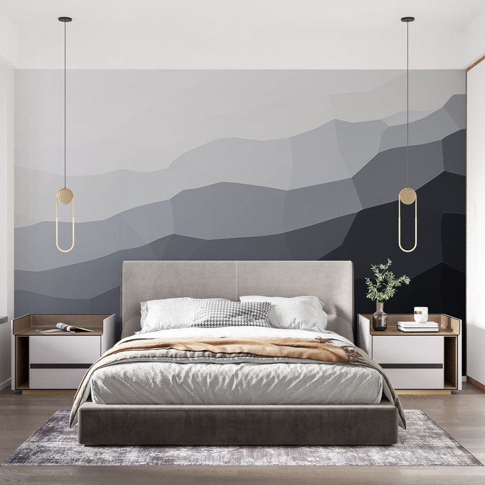 Tapet svart och vitt gradient | Vågig och texturerad geometriskt mönster