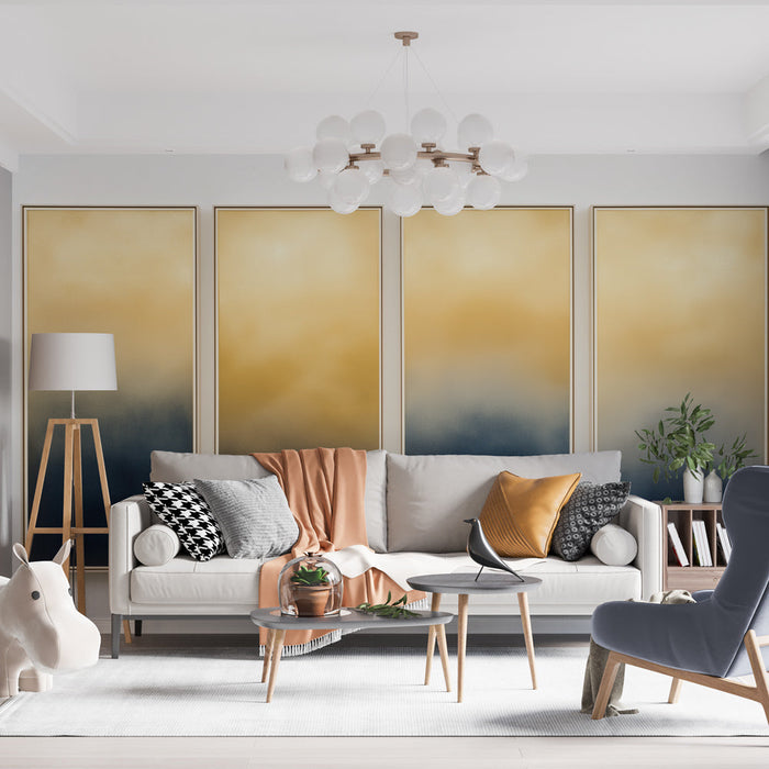 Fototapet dégradé guld og blå | En subtil blanding af gyldne og marinefarvede nuancer