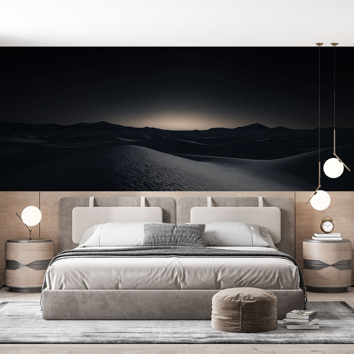 Tapeta noćna pustinja | Krajolik dina na mjesečini