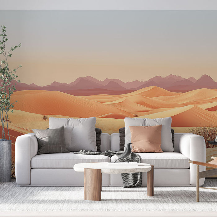 Papel pintado desert | Paisaje de dunas con montañas al fondo