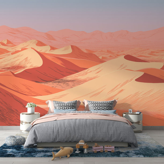 Mural Wallpaper desert | Landscape of sand dunes in warm tones