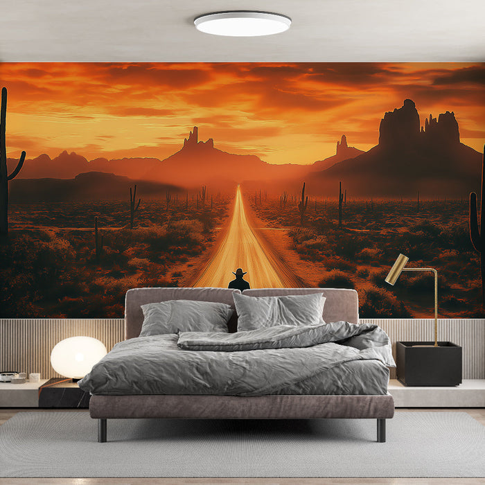 Tapeta pustynna | Krajobraz pustyni o zachodzie słońca