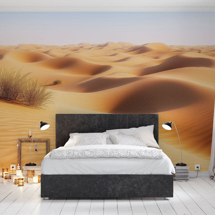 Fototapet sandy desert | Gyllene dyner och delikat vegetation