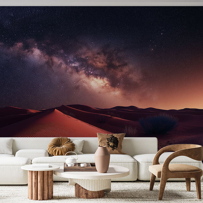 Tapeta stellar desert | Krajina červených dun pod hvězdnou oblohou
