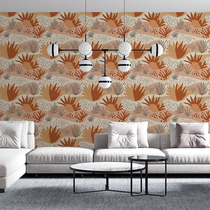 Tapet deșert | Modele de plante în tonuri pământii și moi