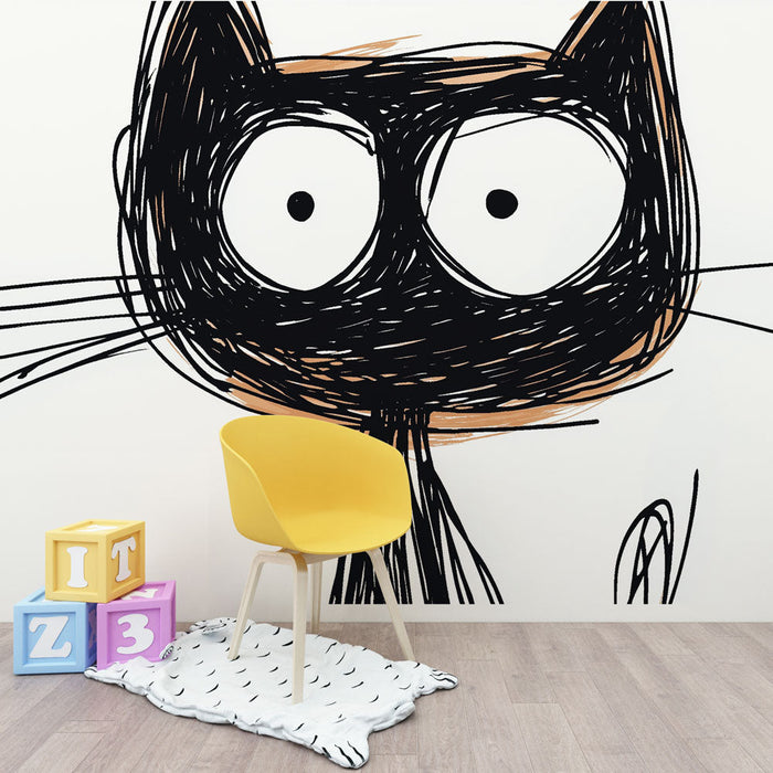 Foto Behang cartoon | Een leuke kat in een schetsachtige stijl