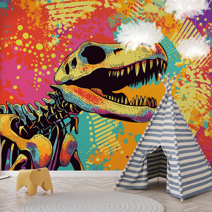 Mural Wallpaper dinosaur | T-Rex-skalle med et levende design