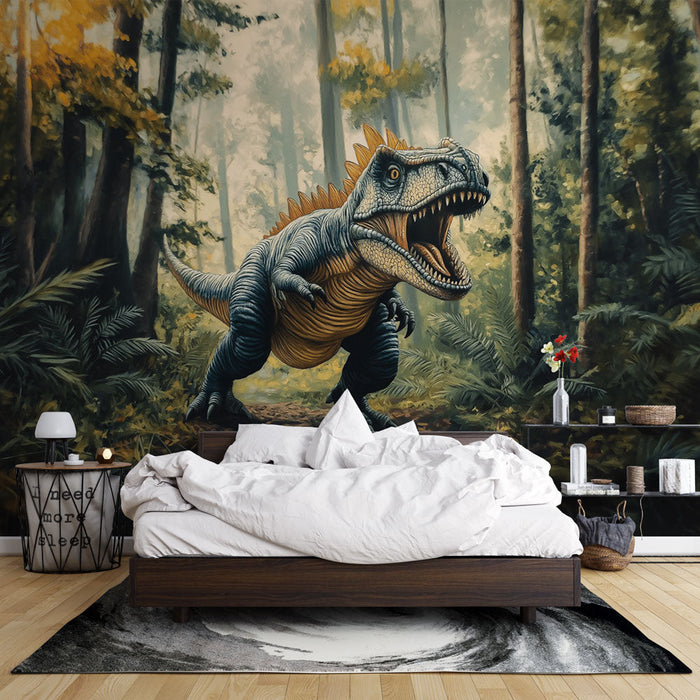 Mural Wallpaper dinosaur | Prehistoric escape in the jungle