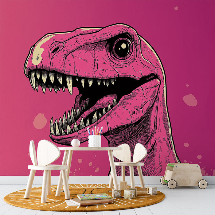 Mural Wallpaper dinosaur | Colorful T-Rex on gradient background