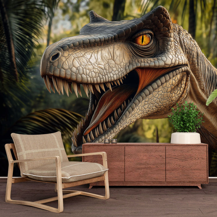 Papel pintado dinosaurio | Cabeza de dinosaurio en 3D