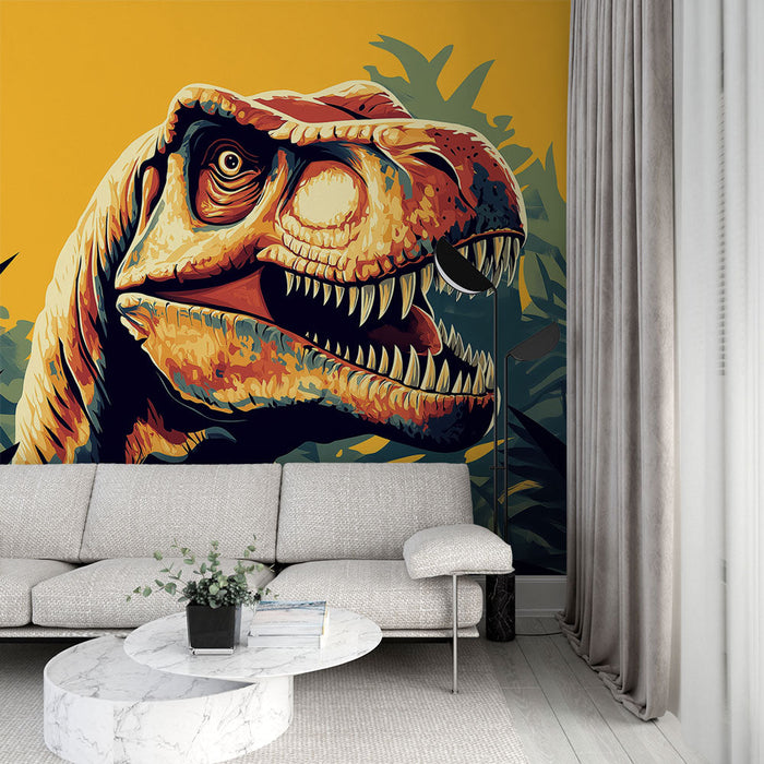 Mural Wallpaper dinosaur | Tyrannosaurus silmitsi päikeseloojanguga