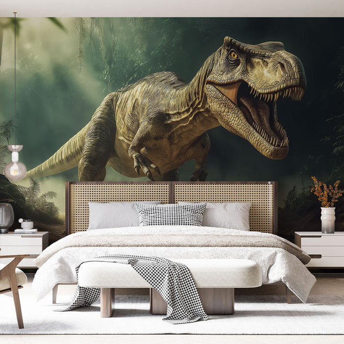 Mural Wallpaper dinosaur | Realistlik Tyrannosaurus eelajaloolises džunglis