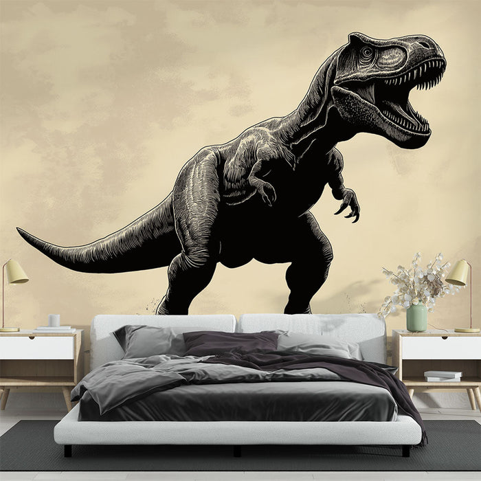 Mural Wallpaper dinosaur | Tyrannosaurus Rex in vintage illustration