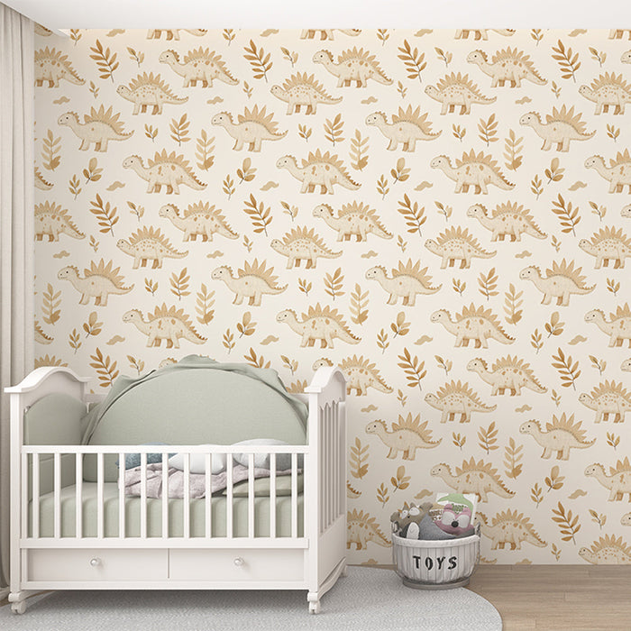 Tapet cu dinozauri | Dinozauri adorabili în nuanțe deschise pe un fundal luminos