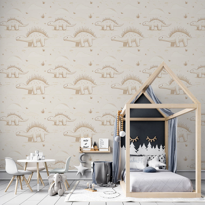Tapet cu dinozauri | Model jucaus cu dinozauri draguti pe un fundal pastel.