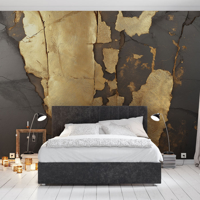 Foto Behang goud en zwart | Elegant patroon met metalen texturen