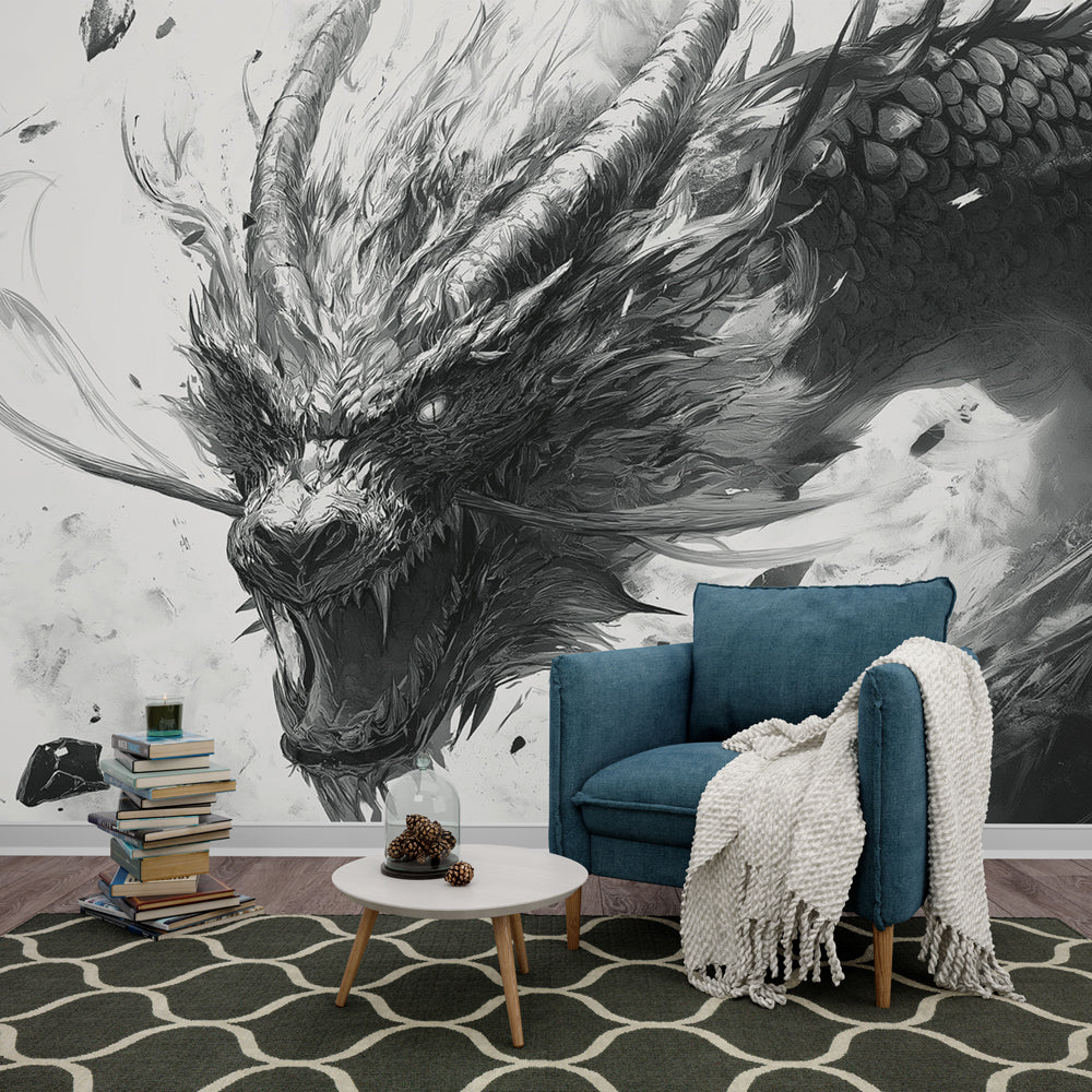 Foto Behang fantastische draak | Mythische drakenkop met opvallende de —  WonderMural, image size:1000x1000