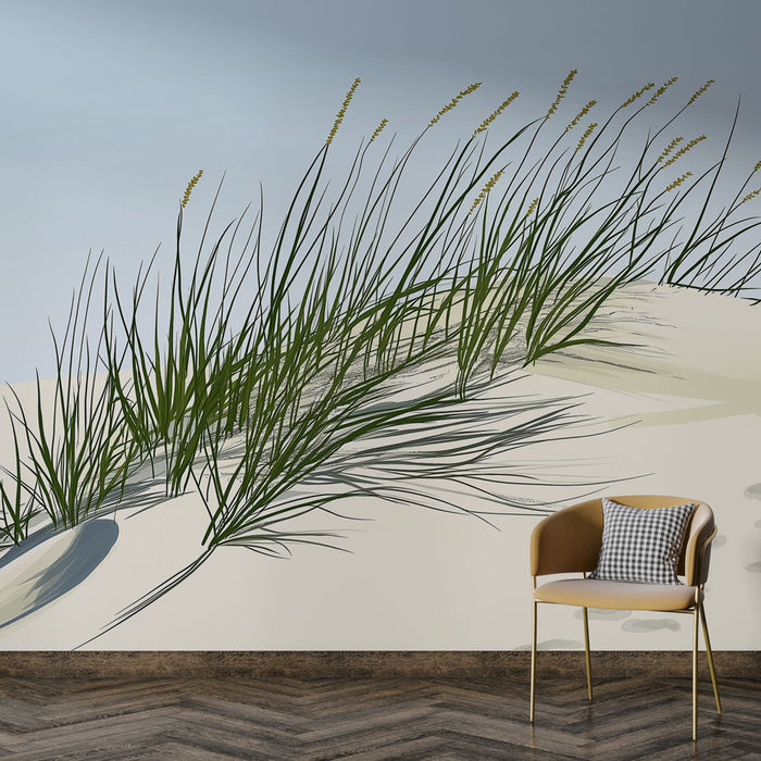 Falfestmény homokdűnék | Zöld és természetes fűvel díszített homokdűne