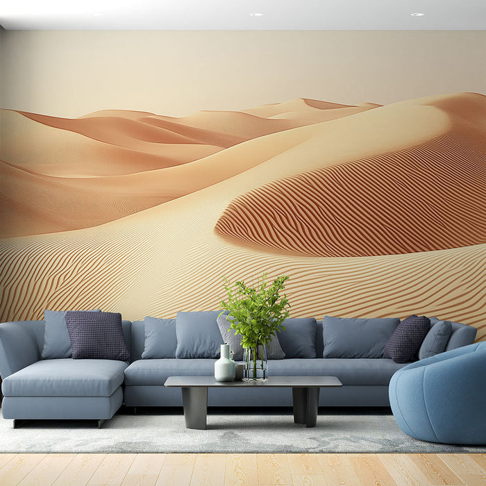 Carta da parati dune di sabbia | Paesaggio di dune di sabbia con tonalità dorate e strutturate