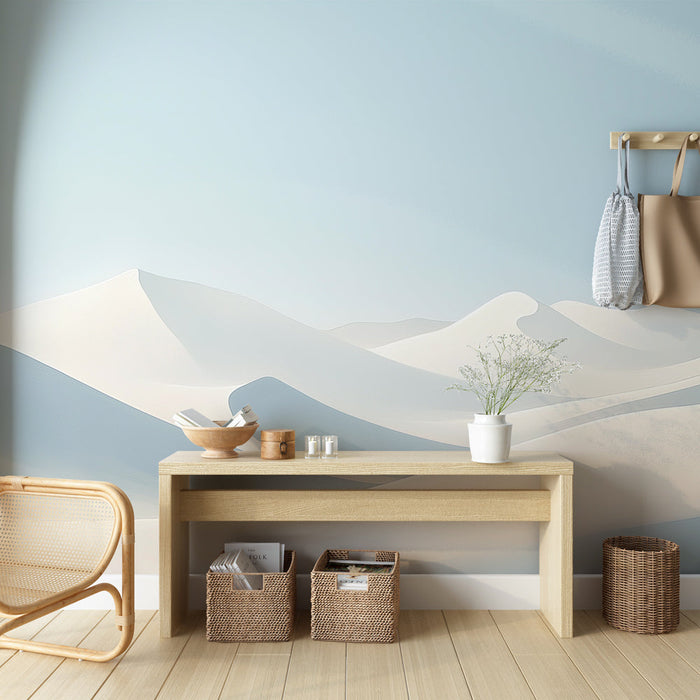 Тапет пясъчни дюни | Минималистичен пейзаж от бели дюни под ясно небе