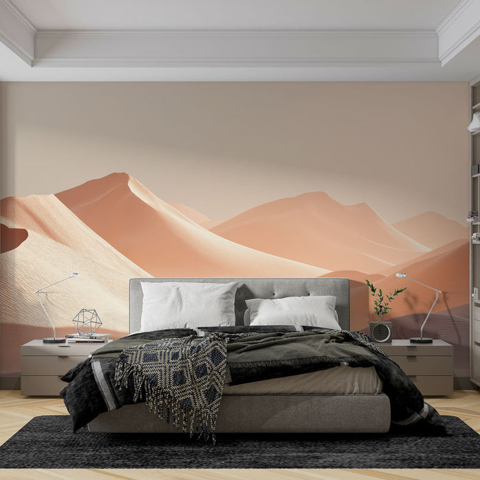 Mural Wallpaper sand dunes | A soft landscape in shades of beige and pink