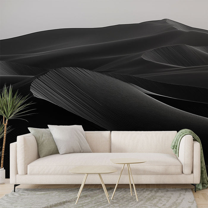 Mural Wallpaper black dunes | Textures of dunes in black and white