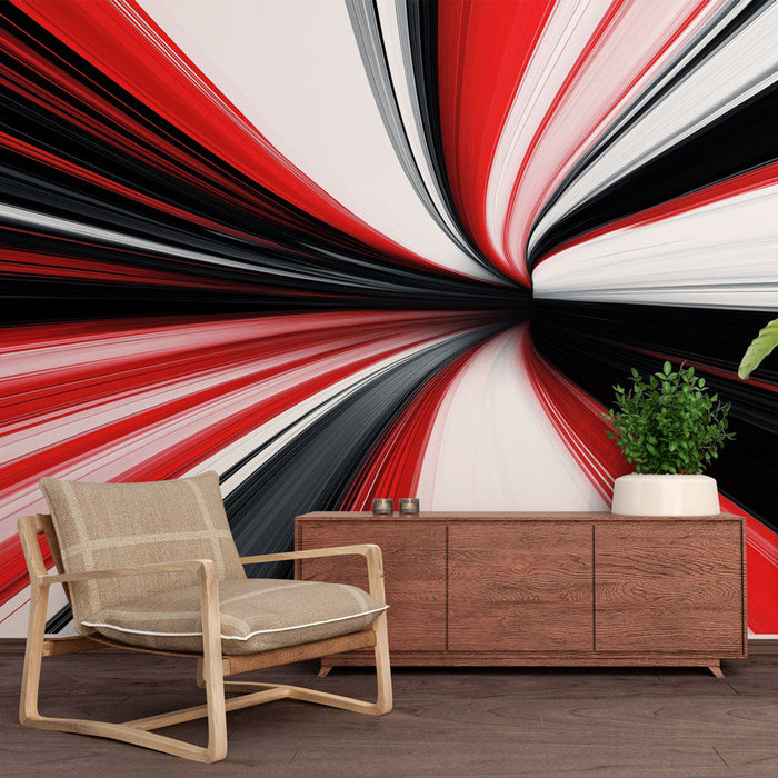 Tapeta | Abstraktní čáry v červené, černé a bílé