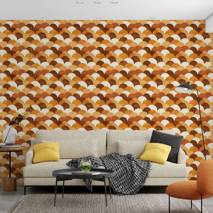 Tapetti skaalaa terrakotta | Skaala kuvio lämpimissä ja luonnollisissa sävyissä