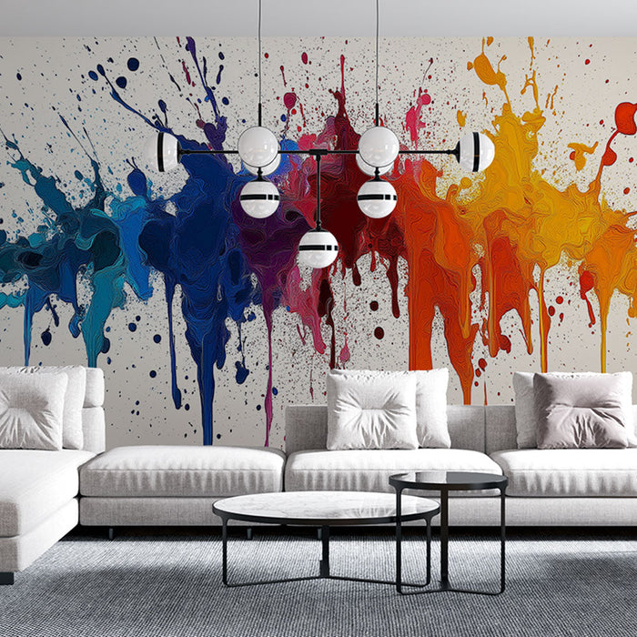 Tapet farvesprøjt | En levende blanding af lyse farver på en neutral baggrund