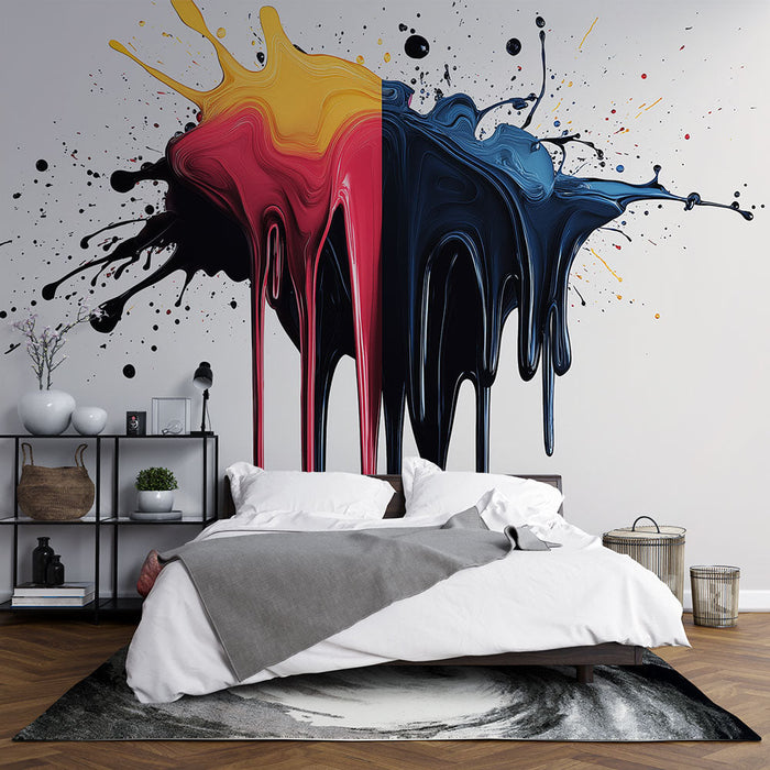 Fototapet boya sıçraması | Akışkan ve parlak renklerin canlı bir karışımı