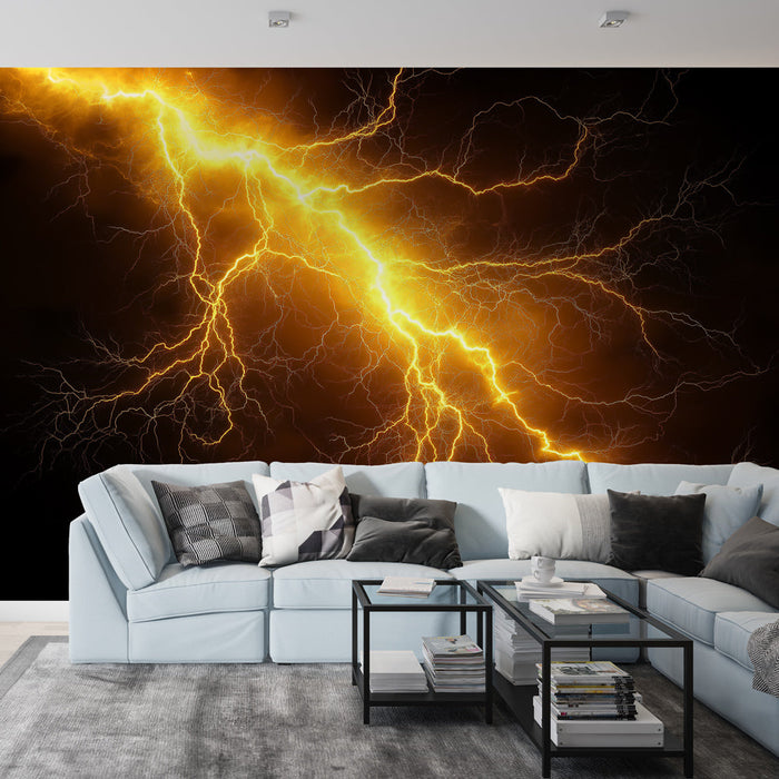 Tapete éclair | Φωτεινό μοτίβο αστραπών σε μαύρο φόντο