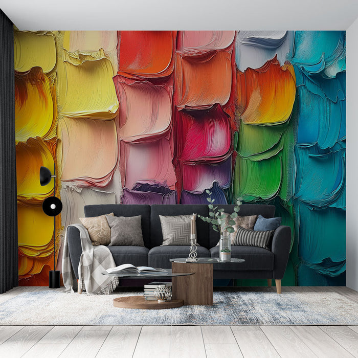 Foto Behang burst van kleuren | Levendig palet van olieverf